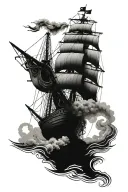 a kraken attacking a Greek ship tattoo design idea