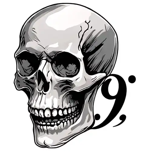 skull with the number 19 tattoo design idea