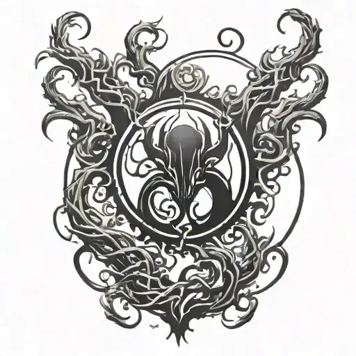 brotherhood of mutants symbol with symbiote tendrils tattoo design idea