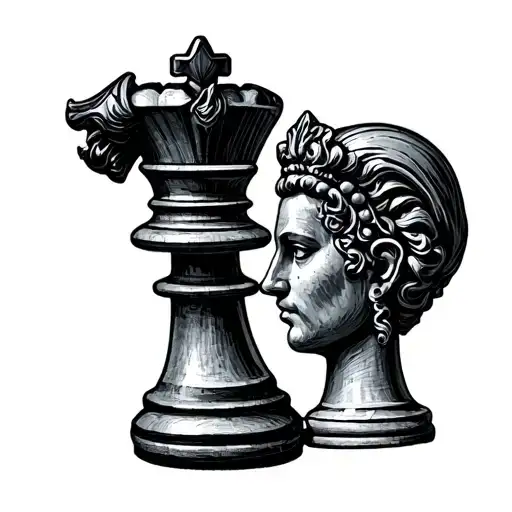 chess king and queen chess piece tattoo design idea