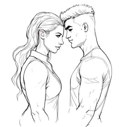 A sketch of a couple tattoo in the style of the film ‘Fast and Furious’. tattoo design idea