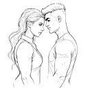 A sketch of a couple tattoo in the style of the film ‘Fast and Furious’. tattoo design idea