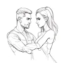 A sketch of a couple tattoo in the style of the film ‘Fast and Furious’. tattoo design idea