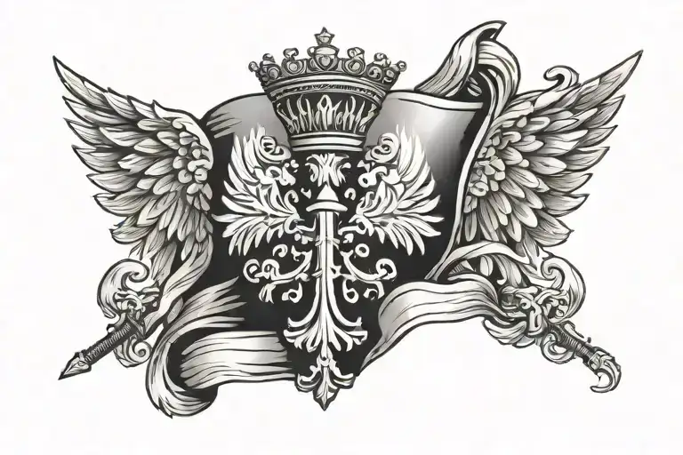 polish flag with a cross tattoo design idea