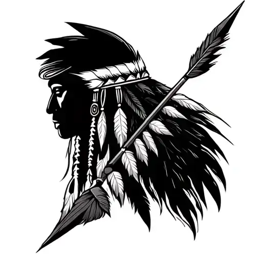 bow arrow native American tattoo design idea