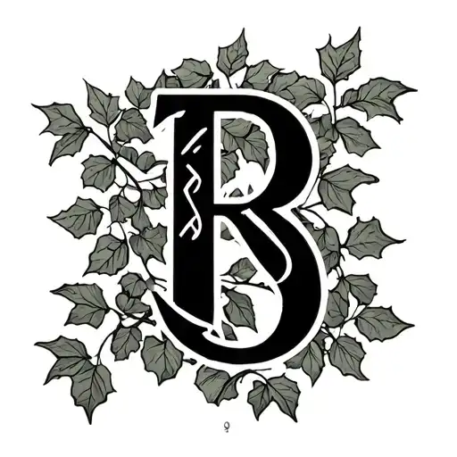 English ivy vine enter twined with letters B, R, S tattoo design idea