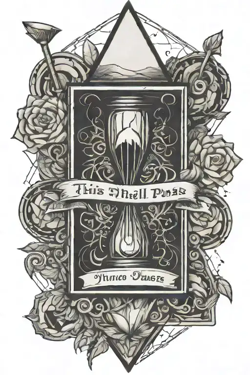 this too shall pass written/ shit happens written/ hourglass tattoo design idea