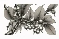 Willow branch with individual pearls masculine tattoo design idea