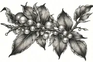 Willow branch with individual pearls masculine tattoo design idea