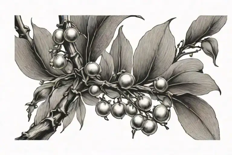 Willow branch with individual pearls masculine tattoo design idea