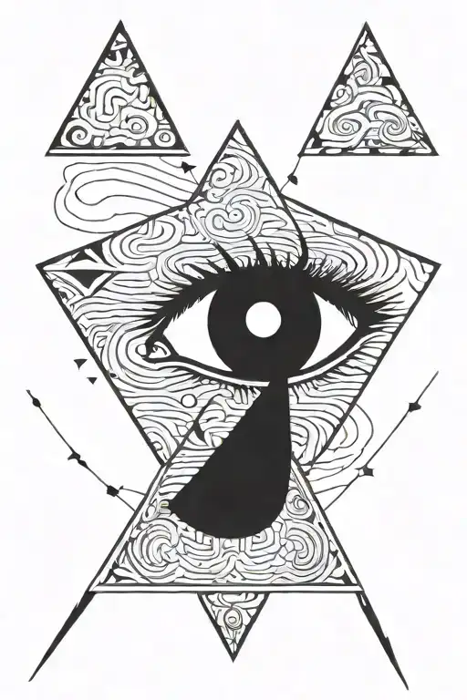 triangle eye popping tattoo design idea