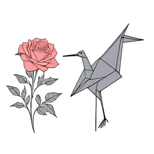 crane origami and rose origami. title under them (have a little faith) tattoo design idea