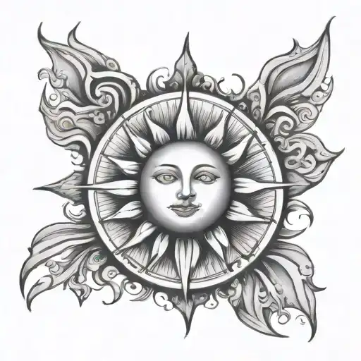 sun in mood tattoo design idea