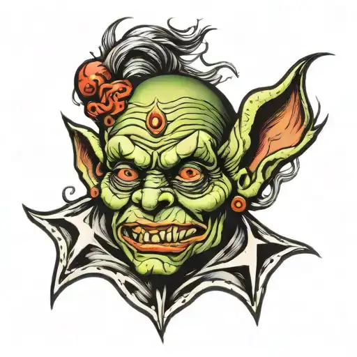 a unique goblin head tattoo design idea