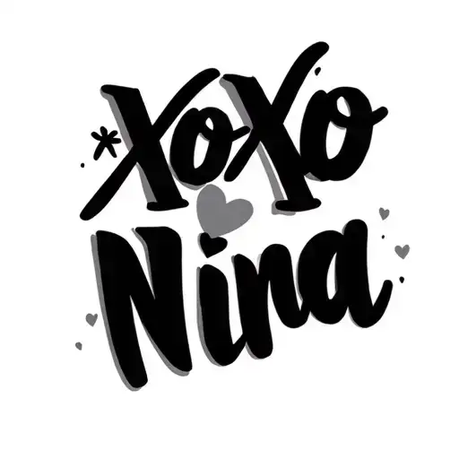 small cursive tattoo that says xoxo nina tattoo design idea