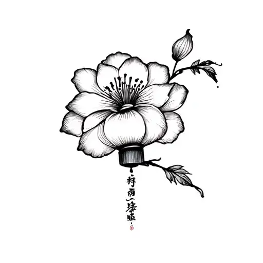 Vietnamese lantern flower tattoo design idea