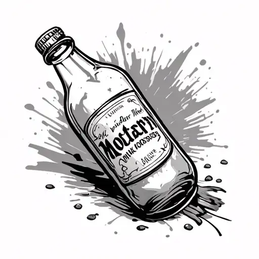 milk bottle molotov cocktail tattoo design idea