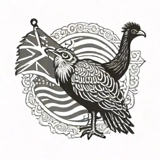 emu holding aboriginal flag tattoo design idea