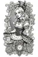 Alice in Wonderland erotic tattoo design idea