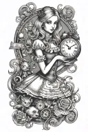 Alice in Wonderland erotic tattoo design idea