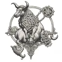 Libra scale Taurus bull and heart tattoo design idea