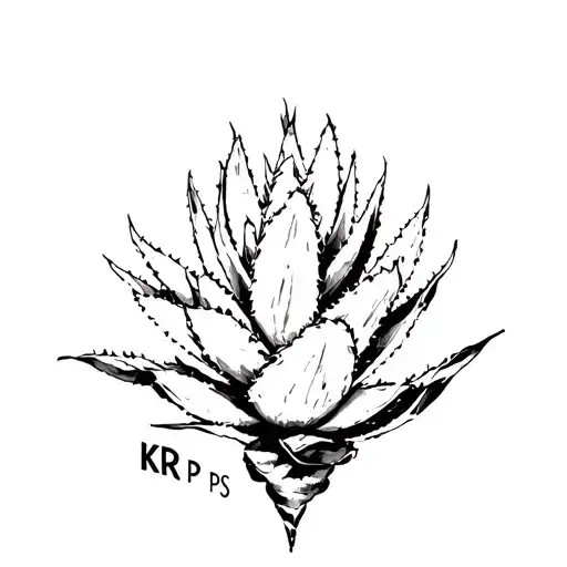 agave plant with the initials KR and PS worked into the tattoo tattoo design idea