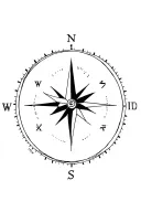 minimalist compass, time, propeller and aries zodiac sign combination for men tattoo design idea