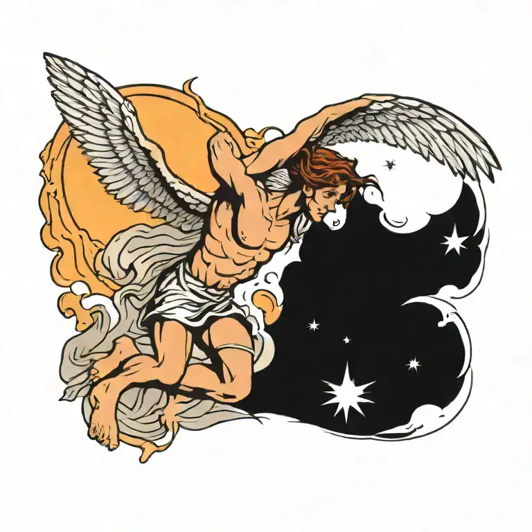 Icarus falling from the sky tattoo design idea