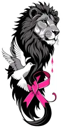 , lion head, pink tattoo, angel, dove with ribbon and eye with a tear tattoo design idea