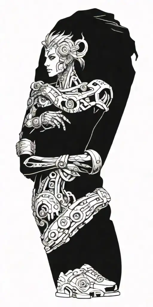 tattoo with five characters from league of legends, full body view, for man tattoo design idea