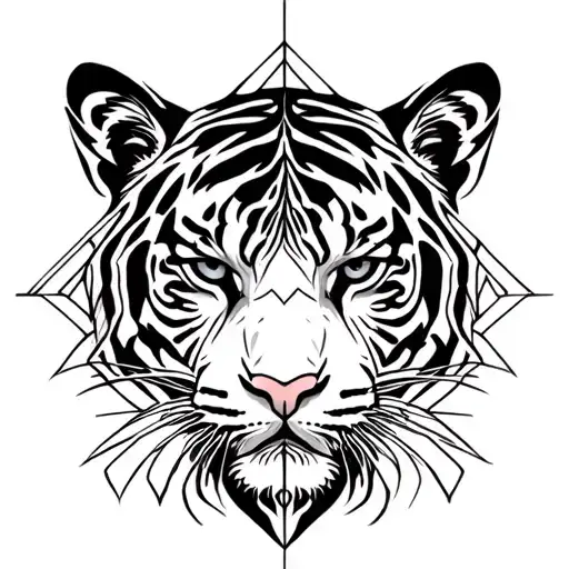 Sacred Geometry Tiger face tattoo design idea