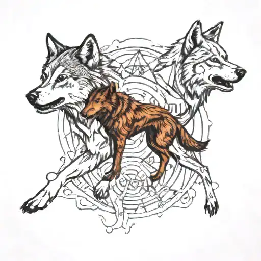 two wolves inside my mind thinking intelligence power discipline tattoo design idea