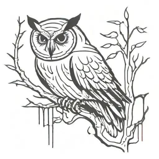 owl perched with blood dripping tattoo design idea