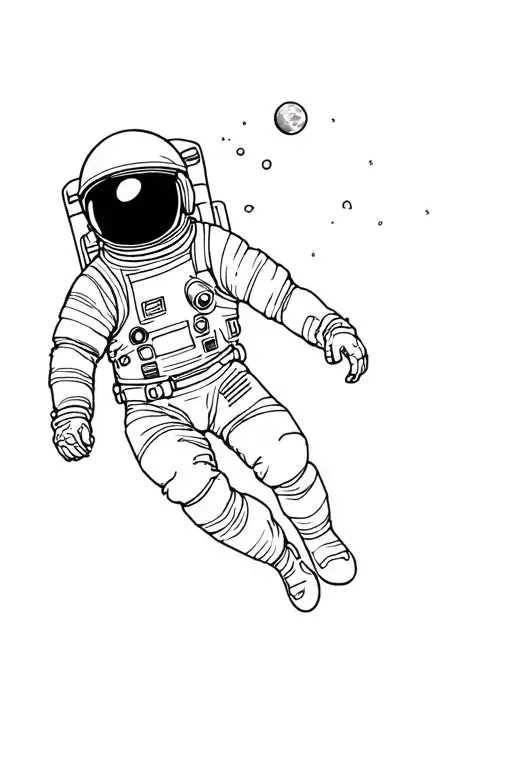 astronaut floating in space tattoo design idea
