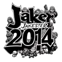 Make an image that has a bunch of video game characters surrounding a 3d graffiti style text saying Jakester2014 tattoo design idea