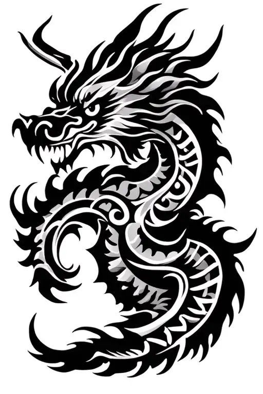 dragon Polynesian Maori style tattoo tattoo design idea