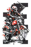 moto, city, rockets, wood tattoo design idea