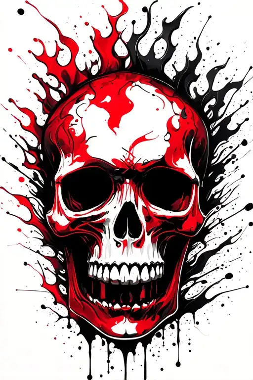 Flaming skull tattoo design idea