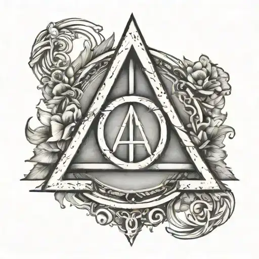 deathly hallows symbol with always and forever  tattoo design idea
