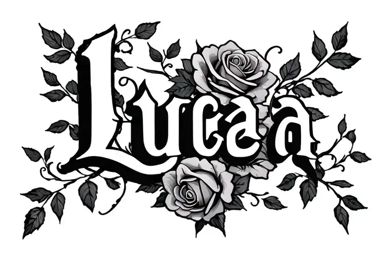"Luca " roses and vines wrapping tattoo design idea