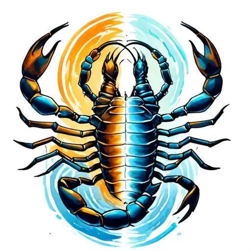 A fusion tattoo design combining elements of a scorpion and water bearer to represent both Scorpio and Aquarius zodiac signs tattoo design idea