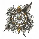 broken clock tattoo design idea
