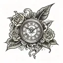 broken clock tattoo design idea