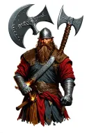 Germanic warrior welding axes tattoo design idea