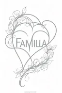 A minimalist tattoo of a heart with the word 'familia' inside, representing love and loyalty towards family tattoo design idea