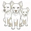 a three-headed dog with a protective mouth, sewn-up eyes and bandaged ears tattoo design idea