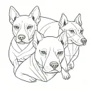 a three-headed dog with a protective mouth, sewn-up eyes and bandaged ears tattoo design idea