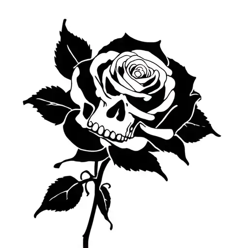 rose with a skull inside it,gothic  tattoo design idea