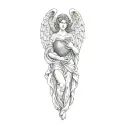 angel holding a heart tattoo design idea