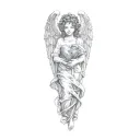 angel holding a heart tattoo design idea